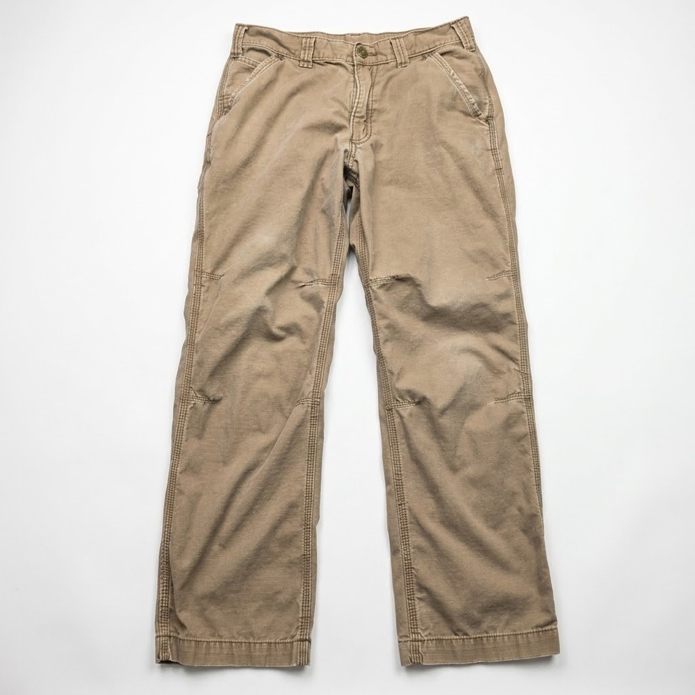 Carhartt Men Relaxed Fit Ripstop Canvas Work Pants Tan 32x30 Flap Pockets 100274